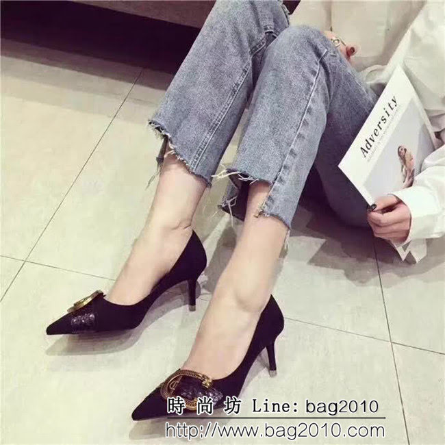 DIOR迪奧 頂級原單貨 2018秋冬新款 進口羊猄 高跟單鞋 QZS1433